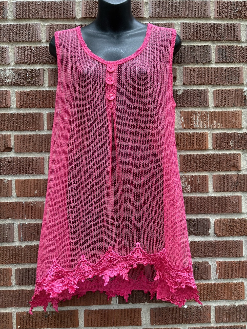 Simply Noelle NWT Womens Swimsuit Beach Cover Up Tunic Size L/XL Pink Mesh